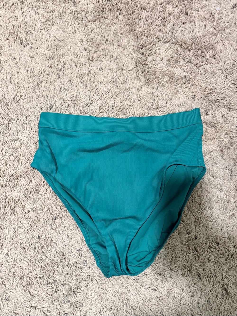 miami Teal Ribbed High-Waist Bikini Bottoms. Size XL